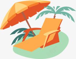沙滩躺椅草棚沙滩躺椅夏日高清图片