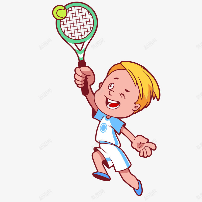 男孩打网球矢量图ai免抠素材_88icon https://88icon.com 儿童 男孩打网球免抠PNG 网球 网球公开赛 网球拍 运动 矢量图