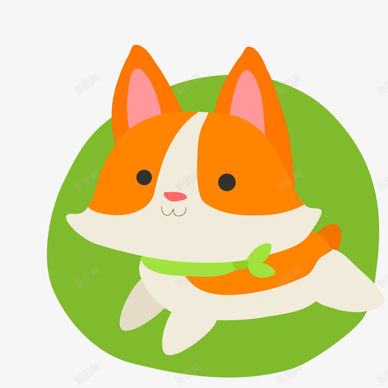 卡通宠物小狗标签矢量图ai免抠素材_88icon https://88icon.com 动物 可爱 宠物 小狗 扁平化 标签设计 绿色 矢量图