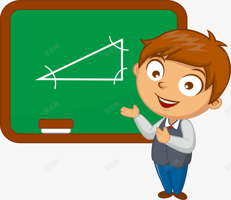 教数学题的男孩矢量图ai免抠素材_88icon https://88icon.com 上学 上课 培训 学习 教育 数学 男孩 解题 黑板 黑板擦 矢量图