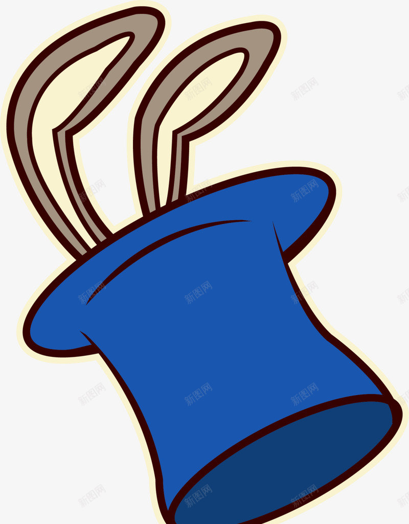 马戏团魔术帽和兔子png免抠素材_88icon https://88icon.com 4月1号 兔子 愚人节 搞怪 整蛊 蓝色帽子 马戏团 魔术帽