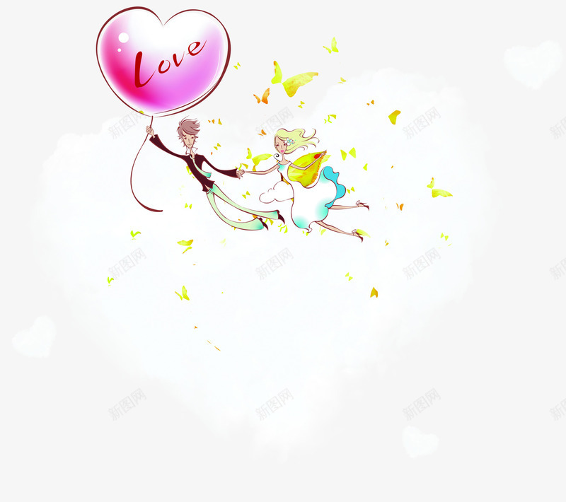 飞向爱卡通情侣png免抠素材_88icon https://88icon.com 情侣 爱卡通 素材