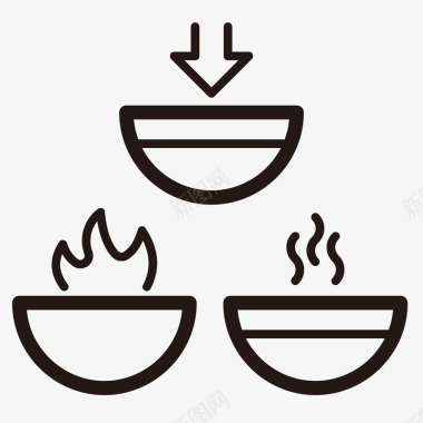 炒菜调味锅的图标三个图标