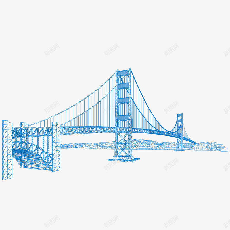 金门大桥png免抠素材_88icon https://88icon.com EPS格式 城市建筑 矢量素材 美国 美国金门大桥 金门大桥线描图