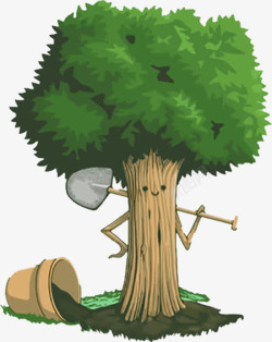 小铁锹绿色大树卡通大树高清图片