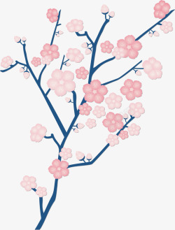 美丽樱花节樱花树枝矢量图素材