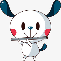 卡通吹笛子的狗素材