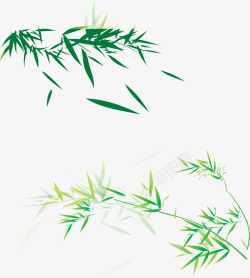 黄绿色手绘文艺竹叶装饰素材