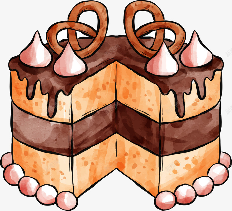 卡通手绘水彩多层夹心巧克力蛋糕png免抠素材_88icon https://88icon.com 创意 卡通手绘 多层 夹心 奶油 巧克力条 彩色 水彩 甜品 糕点 糖霜 蛋糕 部分 面包 食物