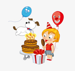 生日蛋糕礼物气球小狗素材