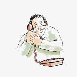 打电话的老人卡通手绘打电话的老人高清图片