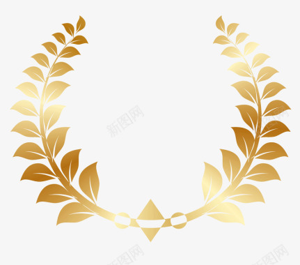 对称金色树叶装饰边框花环图标图标