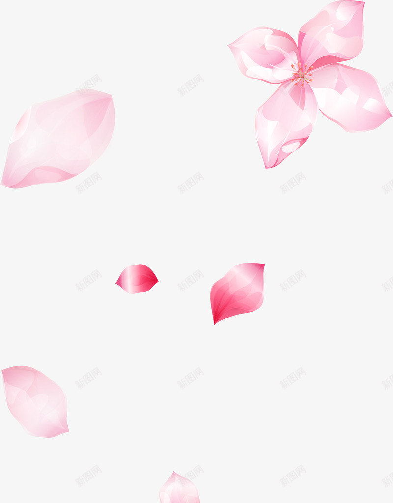 粉色花瓣漂浮png免抠素材_88icon https://88icon.com AI 卡通 底纹 手绘 漂浮 粉红 背景 花朵 花瓣