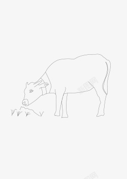 一头在牛吃草矢量图素材
