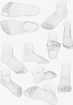 粉嫩背景脚线条3D4D立体脚模型高清图片