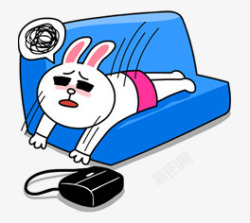 趴在沙发上懒惰的兔子卡通素材