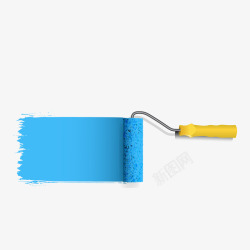 刷子滚筒蓝色油漆矢量图高清图片