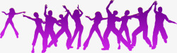 紫色卡通舞动少年少女素材