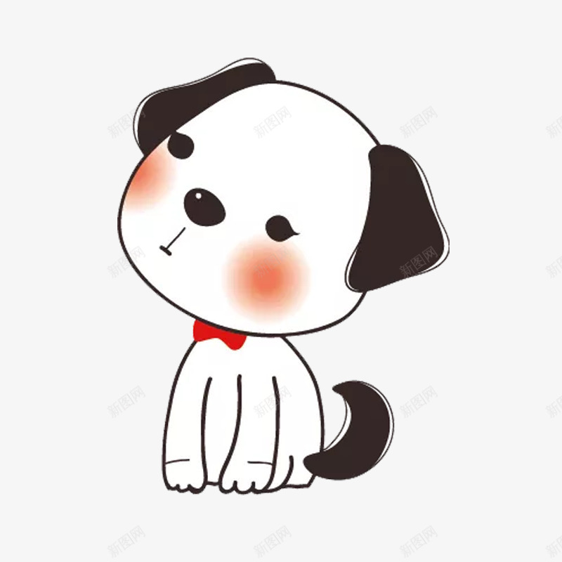 可爱小狗png免抠素材_88icon https://88icon.com 一只 卡通 可爱 小狗 手绘 白色 粉色 黑色