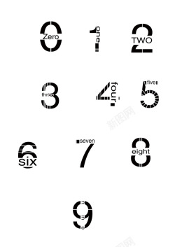 阿拉伯数字设计手绘几何线条阿拉伯数字高清图片