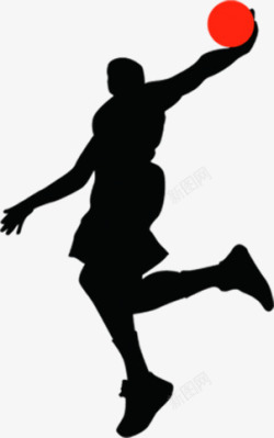 黑色青春手绘打篮球男生素材