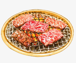 日式料理背景手絵日式烤肉高清图片
