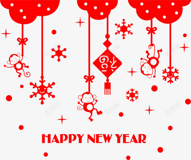 新年快乐2016猴子喜庆顶部装饰png免抠素材_88icon https://88icon.com 2016 喜庆 新年快乐 猴子 装饰 顶部