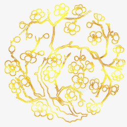 中国风传统梅花花纹烫金图案素材