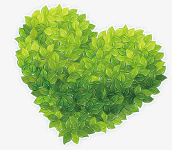 绿色树叶拼凑成的心型素材