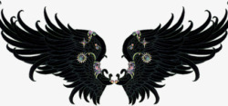 黑色天使精美翅膀透明背景素材