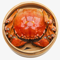 蒸笼红色美味的食物蒸笼里的大闸蟹实高清图片