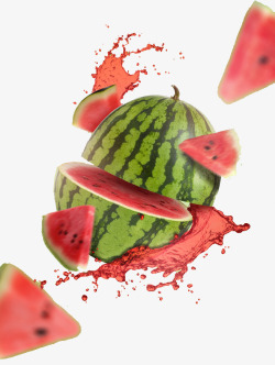 西瓜水果摊切开的西瓜高清图片