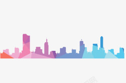 建筑剪纸背景彩色几何城市高清图片