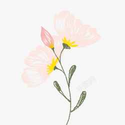 浅色小清新花朵手绘矢量图素材
