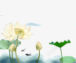 荷花花器中国风水墨荷花彩绘高清图片