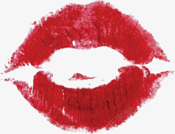 红色手绘亲吻红唇矢量图素材