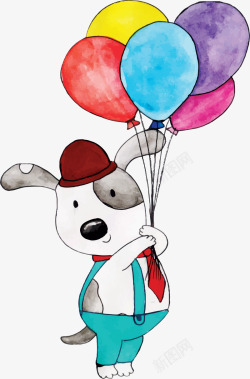 拿着气球的卡通小狗矢量图素材