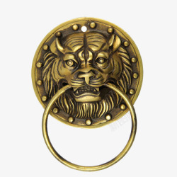 狮子头门环金色金属手拉环高清图片