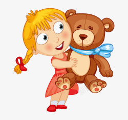 抱着小熊的女孩素材