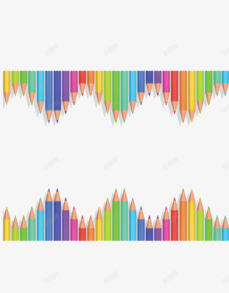 彩色铅笔锯齿边框矢量图ai免抠素材_88icon https://88icon.com 开学日 彩色铅笔 彩铅 矢量png 锯齿 锯齿边框 矢量图