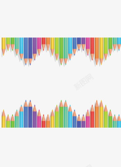 彩色铅笔锯齿边框矢量图素材