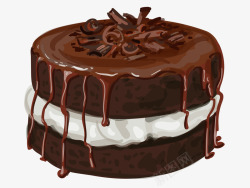 手绘巧克力多层蛋糕圆形素材