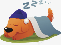 可爱插图乏力睡着的狗狗素材