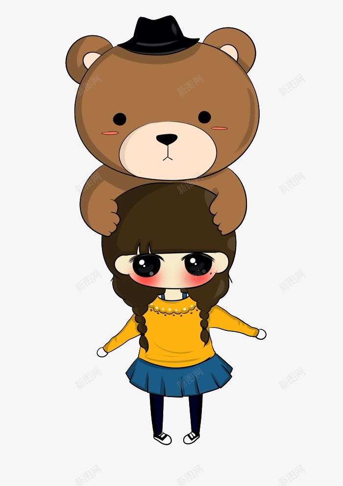 头上顶着小熊的可爱小女孩png免抠素材_88icon https://88icon.com 卡通 可爱 小女孩 小熊