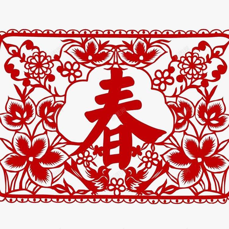 中国风春花剪纸png免抠素材_88icon https://88icon.com 中国风 剪纸 春季