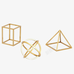 三角体金属几何装饰物高清图片
