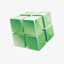 立体方体绿色空间立体二阶方块高清图片