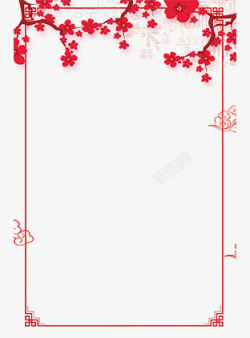 红色新年梅花边框素材