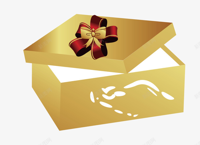 打开的礼物盒子png免抠素材_88icon https://88icon.com 拆开的盒子 拆礼盒 矢量盒子 礼物 蝴蝶结装饰礼盒 金色盒子