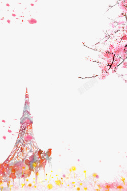 清明祭唯美粉色樱花边框高清图片